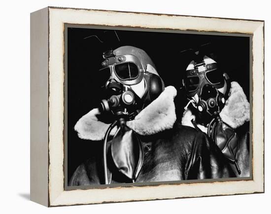 Pilots of American Bomber Command Wearing High Altitude Clothes, Oxygen Masks and Flight Goggles-Margaret Bourke-White-Framed Premier Image Canvas