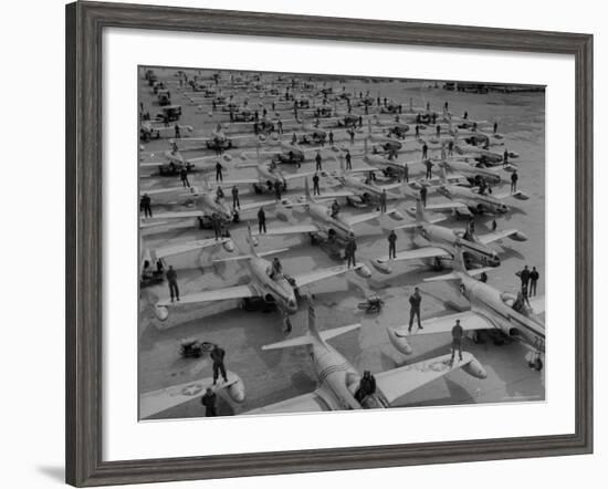 Pilots Posing with Their F-80 Planes-Walter Sanders-Framed Photographic Print