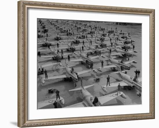 Pilots Posing with Their F-80 Planes-Walter Sanders-Framed Photographic Print
