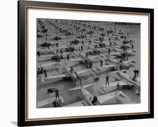 Pilots Posing with Their F-80 Planes-Walter Sanders-Framed Photographic Print