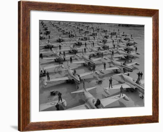 Pilots Posing with Their F-80 Planes-Walter Sanders-Framed Photographic Print