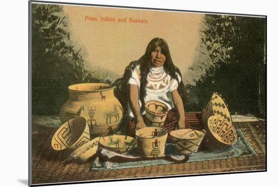 Pima Indian with Baskets-null-Mounted Art Print