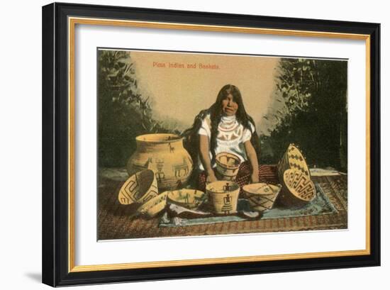 Pima Indian with Baskets-null-Framed Art Print
