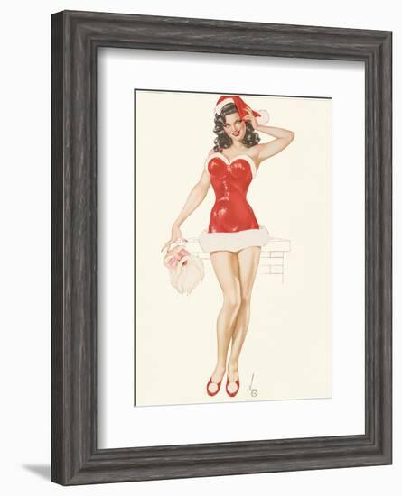 Pin Up Girl December c.1940s-Alberto Vargas-Framed Art Print