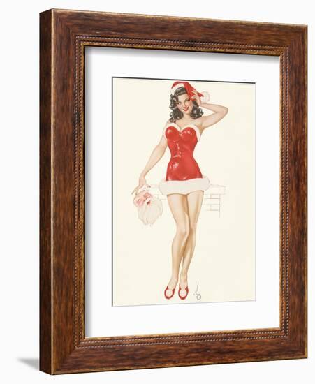 Pin Up Girl December c.1940s-Alberto Vargas-Framed Art Print