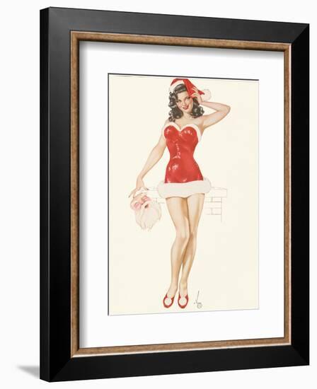 Pin Up Girl December c.1940s-Alberto Vargas-Framed Art Print