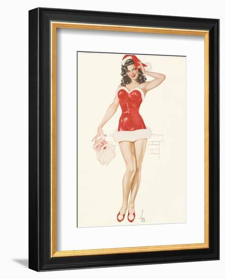 Pin Up Girl December c.1940s-Alberto Vargas-Framed Art Print