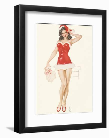 Pin Up Girl December c.1940s-Alberto Vargas-Framed Art Print