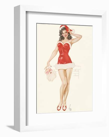 Pin Up Girl December c.1940s-Alberto Vargas-Framed Art Print