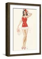 Pin Up Girl December c.1940s-Alberto Vargas-Framed Art Print
