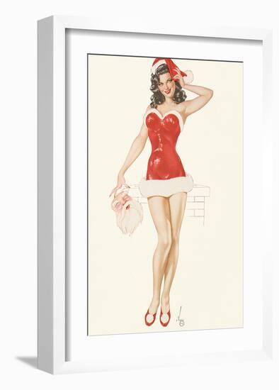 Pin Up Girl December c.1940s-Alberto Vargas-Framed Art Print