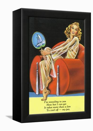 Pin-Up Girls - Girl Needs More than a Fan to Cool Her Off-Lantern Press-Framed Stretched Canvas