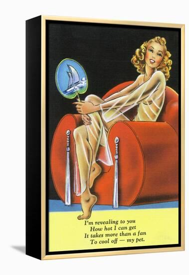 Pin-Up Girls - Girl Needs More than a Fan to Cool Her Off-Lantern Press-Framed Stretched Canvas