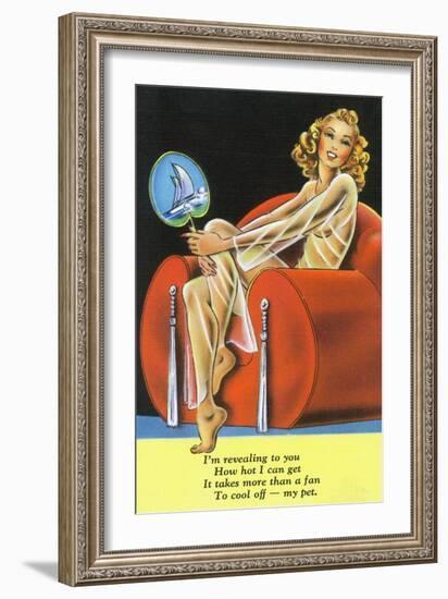 Pin-Up Girls - Girl Needs More than a Fan to Cool Her Off-Lantern Press-Framed Premium Giclee Print