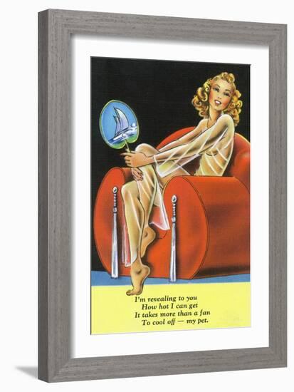 Pin-Up Girls - Girl Needs More than a Fan to Cool Her Off-Lantern Press-Framed Premium Giclee Print