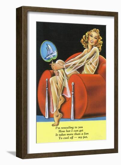 Pin-Up Girls - Girl Needs More than a Fan to Cool Her Off-Lantern Press-Framed Premium Giclee Print