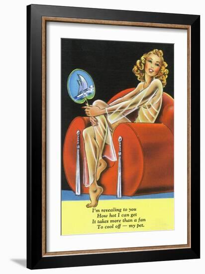 Pin-Up Girls - Girl Needs More than a Fan to Cool Her Off-Lantern Press-Framed Art Print