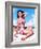 Pin-Up on Beach in Bikini-null-Framed Art Print