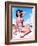 Pin-Up on Beach in Bikini-null-Framed Art Print