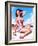 Pin-Up on Beach in Bikini-null-Framed Art Print