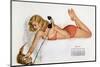 Pin Up with a Cat Playing with Phone Wire, from Esquire Girl Calendar 1950 (July)-null-Mounted Photo