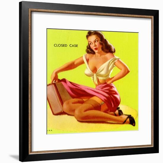Pin-Up with Dress Caught in Suitcase, 1945-null-Framed Giclee Print