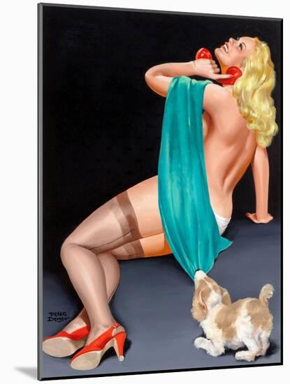 Pin-Up With Puppy-Peter Driben-Mounted Art Print