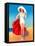 Pin-Up With White Hat at the Beach-null-Framed Stretched Canvas