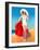 Pin-Up With White Hat at the Beach-null-Framed Art Print