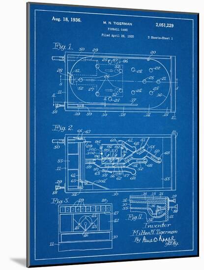 Pinball Machine Patent-null-Mounted Art Print