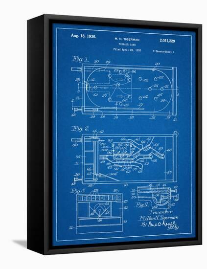 Pinball Machine Patent-null-Framed Stretched Canvas