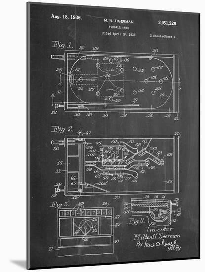 Pinball Machine Patent-null-Mounted Art Print