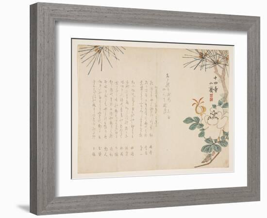 Pine and a Peony Flower, 1860-Tanomura Sh?sai-Framed Giclee Print