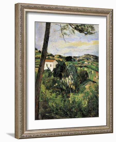 Pine-Tree at L'Estaque (Landscape with Red Roof)-Paul Cézanne-Framed Art Print