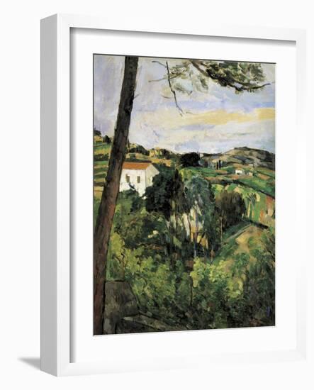 Pine-Tree at L'Estaque (Landscape with Red Roof)-Paul Cézanne-Framed Art Print