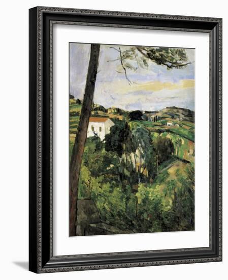 Pine-Tree at L'Estaque (Landscape with Red Roof)-Paul Cézanne-Framed Art Print