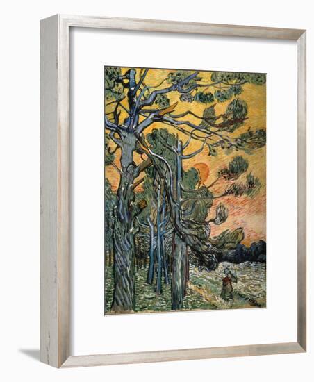 Pine Trees at Sunset, 1889-Vincent van Gogh-Framed Premium Giclee Print