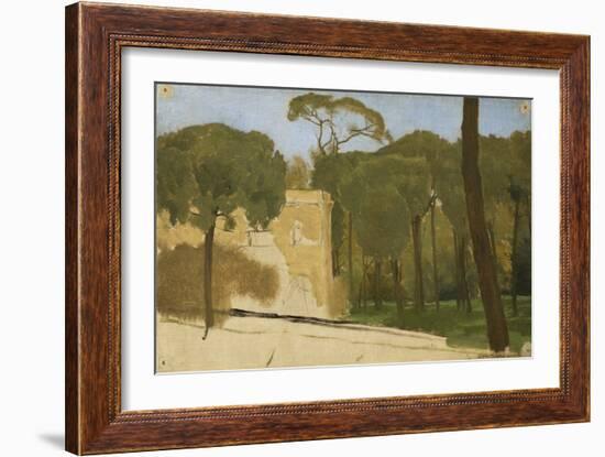 Pine Trees in a Roman Park, 1876 (Oil on Canvas, Mounted on Panel)-Lawrence Alma-Tadema-Framed Giclee Print