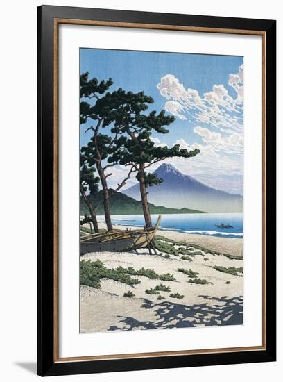 Pine Trees on the Beach with Mt Fuji in the Background, Japan-null-Framed Giclee Print