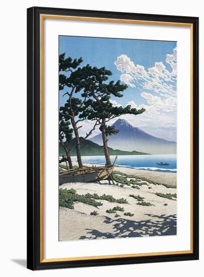 Pine Trees on the Beach with Mt Fuji in the Background, Japan-null-Framed Giclee Print