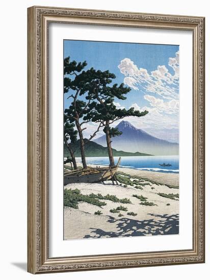 Pine Trees on the Beach with Mt Fuji in the Background, Japan-null-Framed Giclee Print