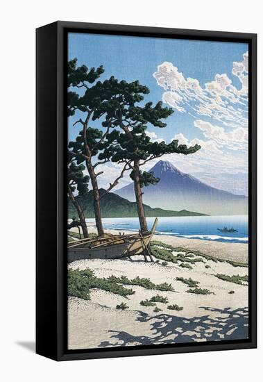 Pine Trees on the Beach with Mt Fuji in the Background, Japan-null-Framed Premier Image Canvas