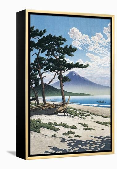 Pine Trees on the Beach with Mt Fuji in the Background, Japan-null-Framed Premier Image Canvas