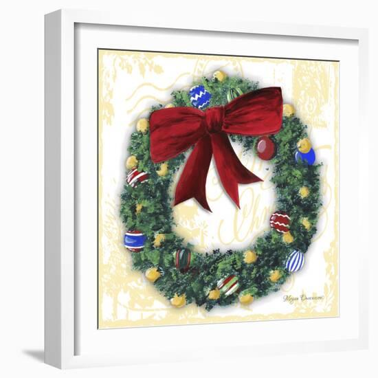 Pine Wreath with Red Ribbon-Megan Aroon Duncanson-Framed Giclee Print