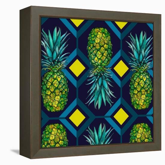 Pineapple geometric tile, 2018-Andrew Watson-Framed Premier Image Canvas