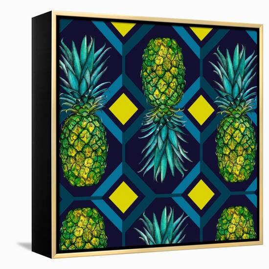 Pineapple geometric tile, 2018-Andrew Watson-Framed Premier Image Canvas