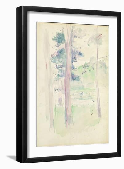 Pines by the Lake, 1893 (W/C on Paper)-Berthe Morisot-Framed Giclee Print