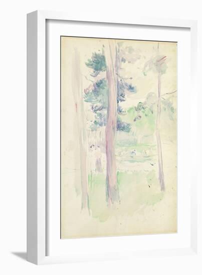 Pines by the Lake, 1893 (W/C on Paper)-Berthe Morisot-Framed Giclee Print