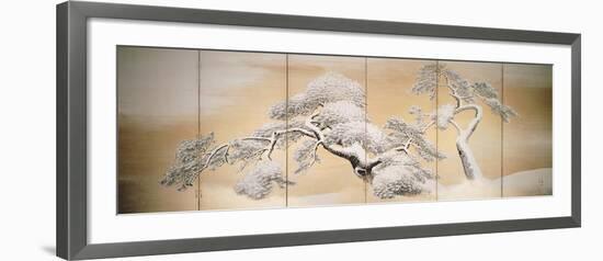 Pines in Snow, Decoration from Six-Panel Screen-Maruyama Okyo-Framed Giclee Print