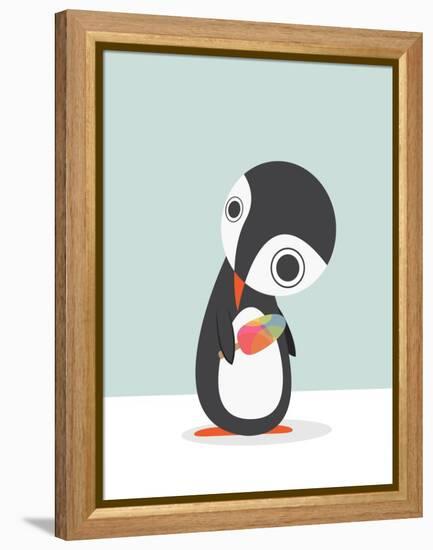 Pingu Loves Ice Cream-Volkan Dalyan-Framed Stretched Canvas